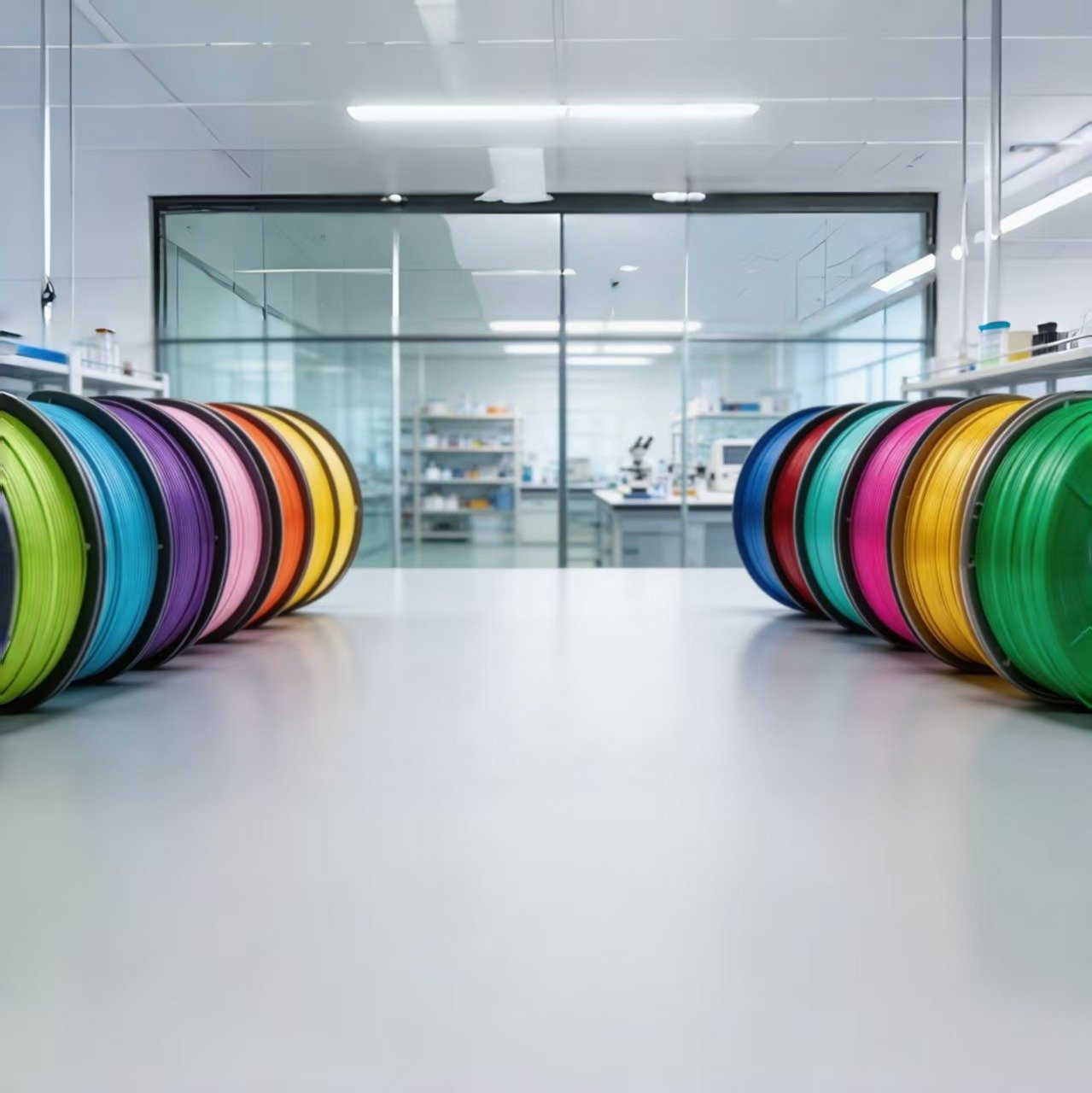 Colorful 3D printing filament spools for PLA, PETG and ABS materials