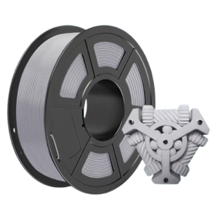ABS 3D printer filament grey spool with printed engineering mechanical component