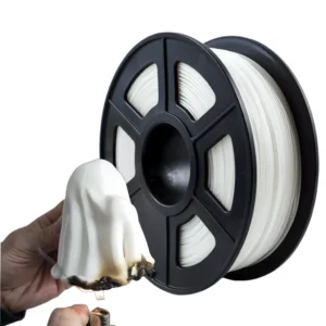 ABS-FR flame retardant 3D printer filament white spool with flame resistance demonstration model