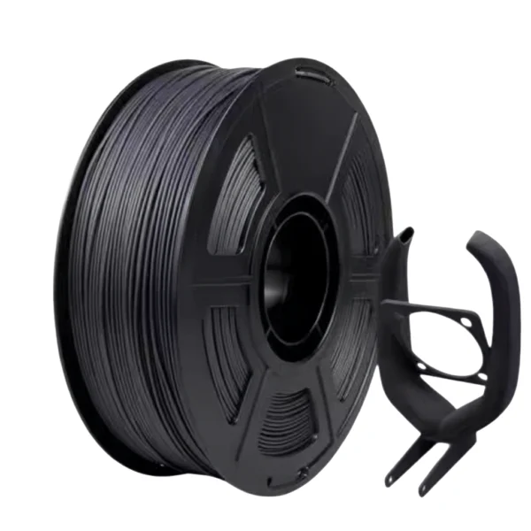 ASA 3D printer filament black spool with printed engineering mechanical component
