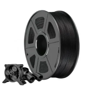 asa-cf-3d-printing-filament-engineering-parts ASA-CF carbon fiber reinforced ASA filament black spool with printed engineering mechanical component