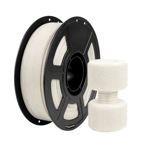 ASA-GF glass fiber reinforced ASA filament white spool with printed outdoor engineering component