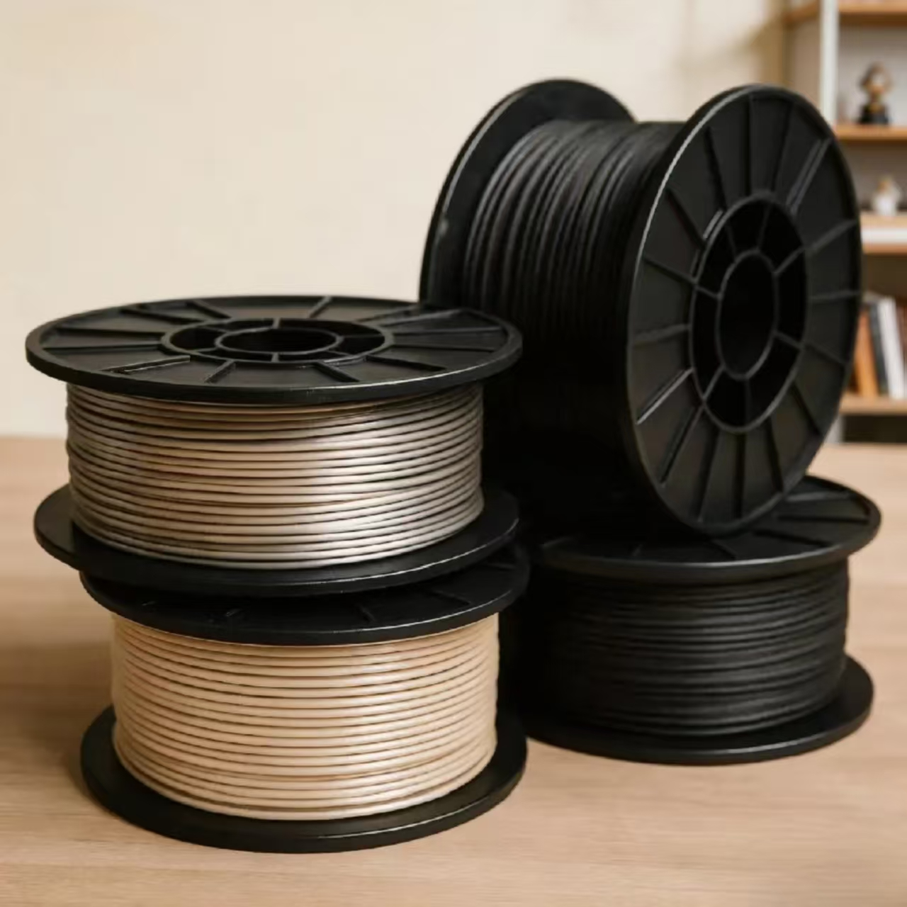 Industrial carbon fiber 3D printing filament spools: carbon fiber nylon, PETG, and PLA options for industrial manufacturing