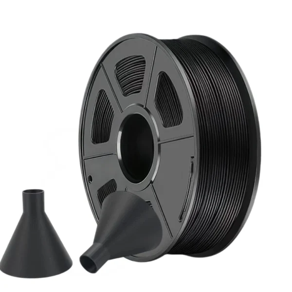 PA12 nylon 3D printer filament black spool with printed engineering mechanical model