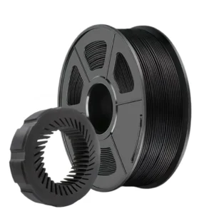 PA6-66-CF carbon fiber reinforced nylon filament black spool with printed engineering mechanical component