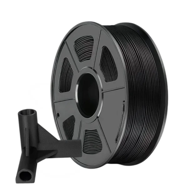 PAHT high temperature nylon 3D printer filament black spool with printed engineering mechanical part