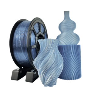 petg-crystal-3d-printing-filament-vase-model transparent PETG crystal 3D printer filament spool with printed artistic vase design