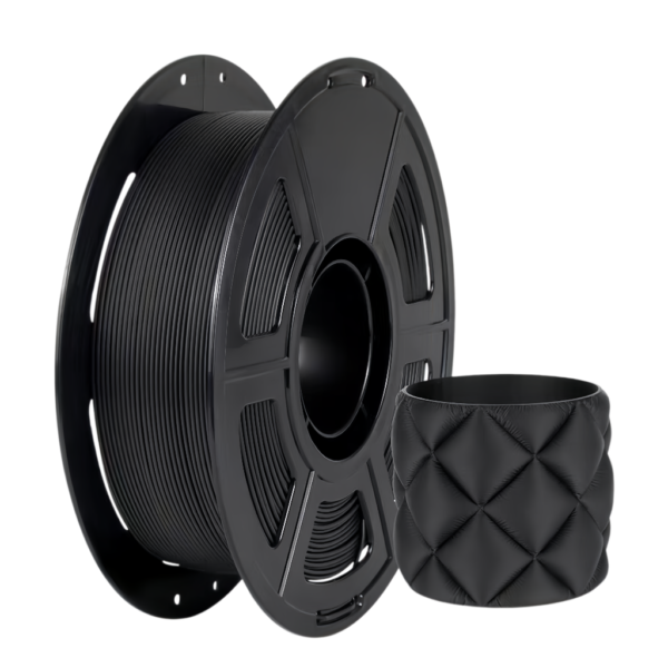 pla-basic-black-3d-printing-filament-pen-holder PLA basic black filament spool with printed pen holder model