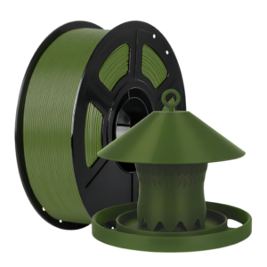 PLA basic green filament spool with printed kerosene lamp model