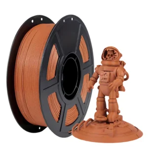 pla-plus-3d-printing-filament-astronaut-model PLA plus filament light brown spool with printed astronaut model