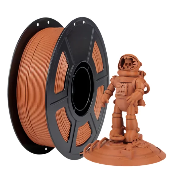 PLA plus filament light brown spool with printed astronaut model