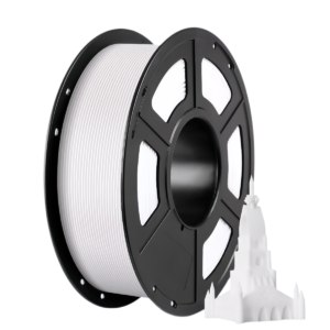 pla-plus-3d-printing-filament-tower-model PLA plus filament white spool with printed tower model