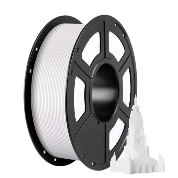 PLA plus filament white spool with printed tower model
