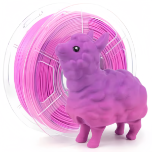 rainbow aurora gradient PLA filament spool with printed sheep model