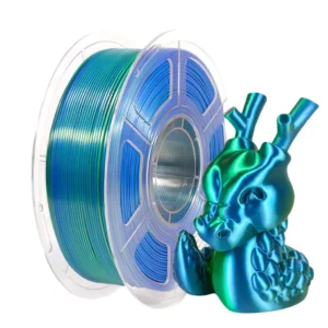 PLA silk dual color filament spool with printed cartoon dragon model