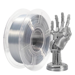 PLA silk single color filament spool with printed robotic hand model