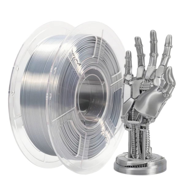 pla-silk-singlecolor-3d-printing-filament-robot-arm PLA silk single color filament spool with printed robotic hand model