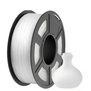 PP polypropylene 3D printer filament white spool with printed decorative vase model
