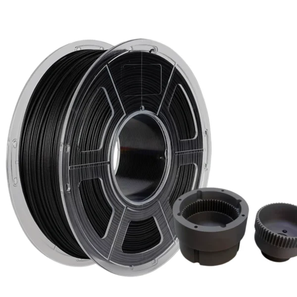 PPA polyphthalamide 3D printer filament black spool with printed engineering mechanical component