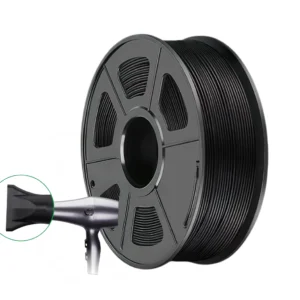 ppa-cf-3d-printing-filament-heat-resistant-nozzle PPA-CF carbon fiber reinforced polyphthalamide filament black spool with heat resistant hair dryer nozzle model