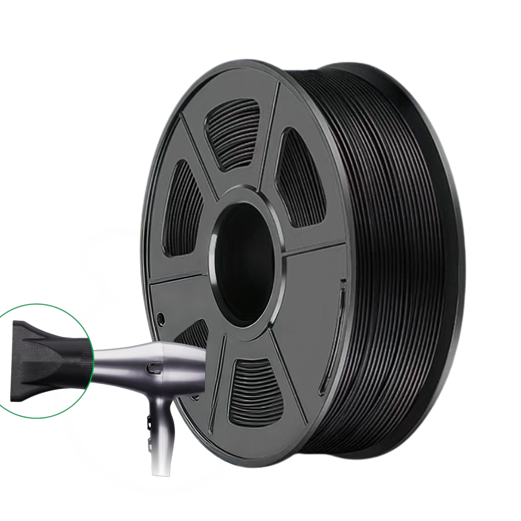 PPA-CF carbon fiber reinforced polyphthalamide filament black spool with heat resistant hair dryer nozzle model