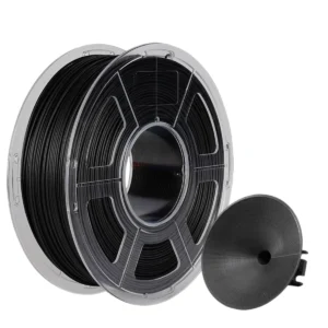 ppa-gf-3d-printing-filament-engineering-parts PPA-GF glass fiber reinforced polyphthalamide 3D printer filament black spool with printed engineering component