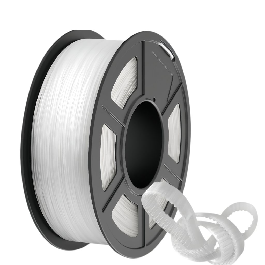 TPU flexible 3D printing filament white spool