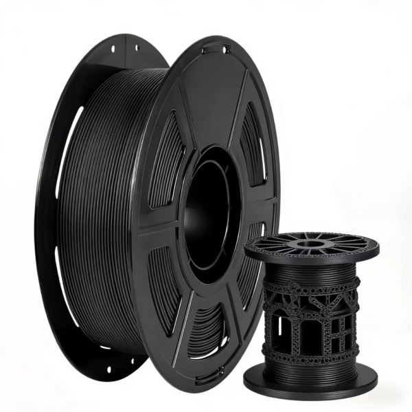 black-3d-printer-filament-spool-printed-model-main.webp Black Basic PLA Filament 1.75mm 1kg – Professional Matte 3D Printing Material | OEM/ODM Bulk Supply