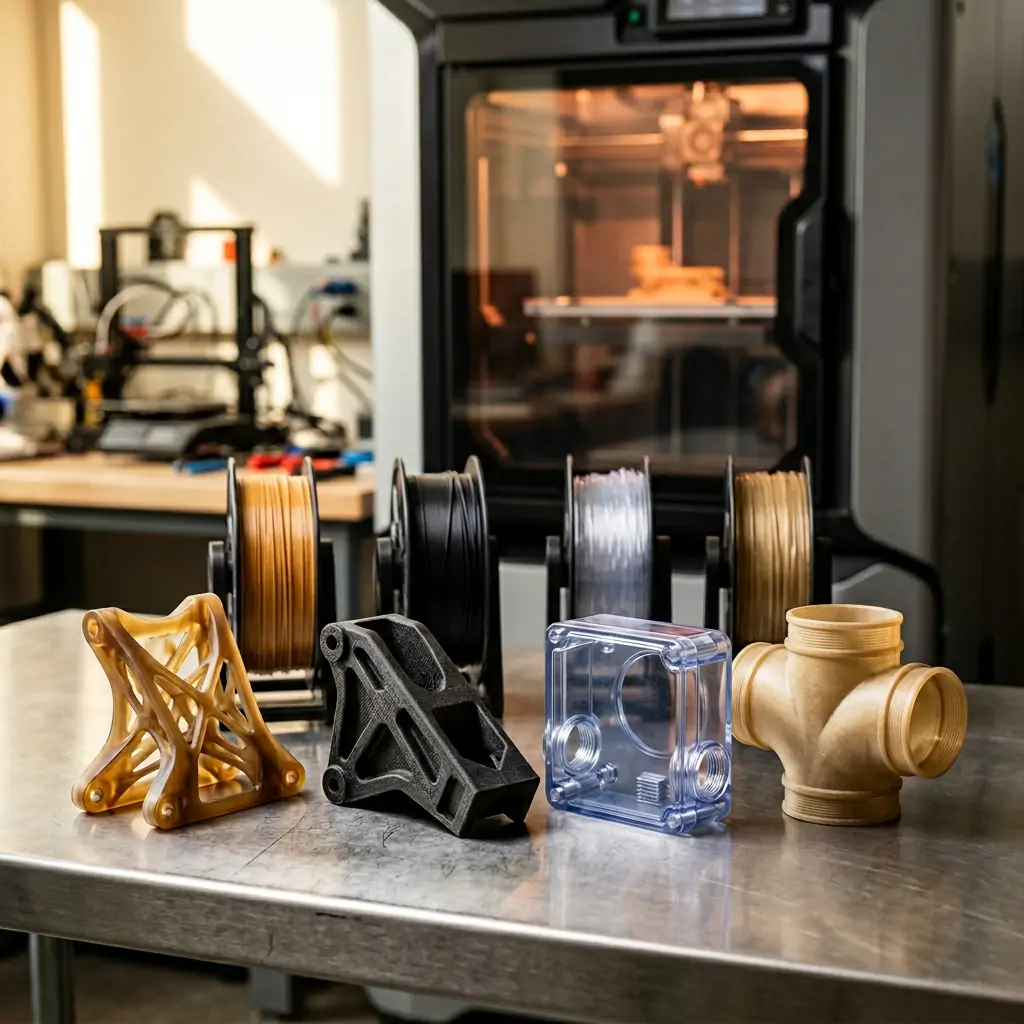 High-temperature 3D printing parts & filaments: PEEK, PA, PC, PEI engineering materials for industrial 3D printing